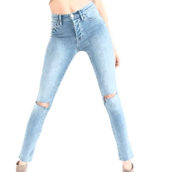 BDG High Rise Twig Crop Ankle Distressed Blue Jeans 28w light wash - Picture 2 of 12